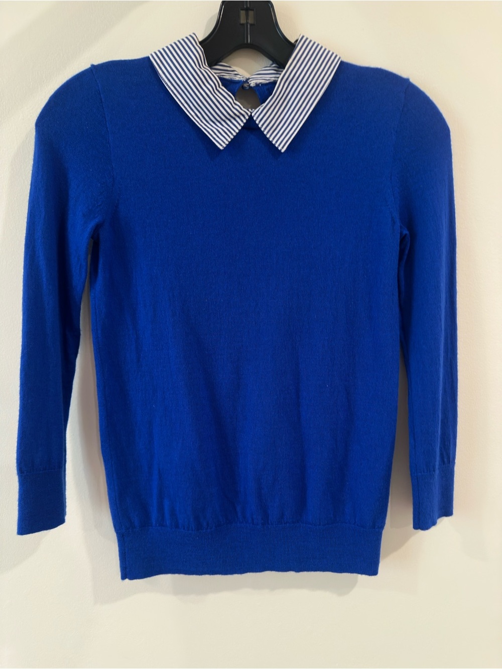 J.Crew Merino Wool Sweater with Striped Collar | XXS | 2017 Collection